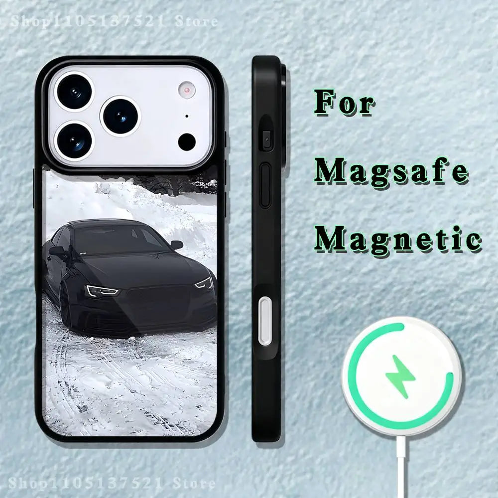 Super cool A-Audi-i car Phone Case  For iPhone 17,16,15,14,13,12,11,Pro,Max,Plus,Mini,SE4,E Magnetic Magsafe Wireless Charging