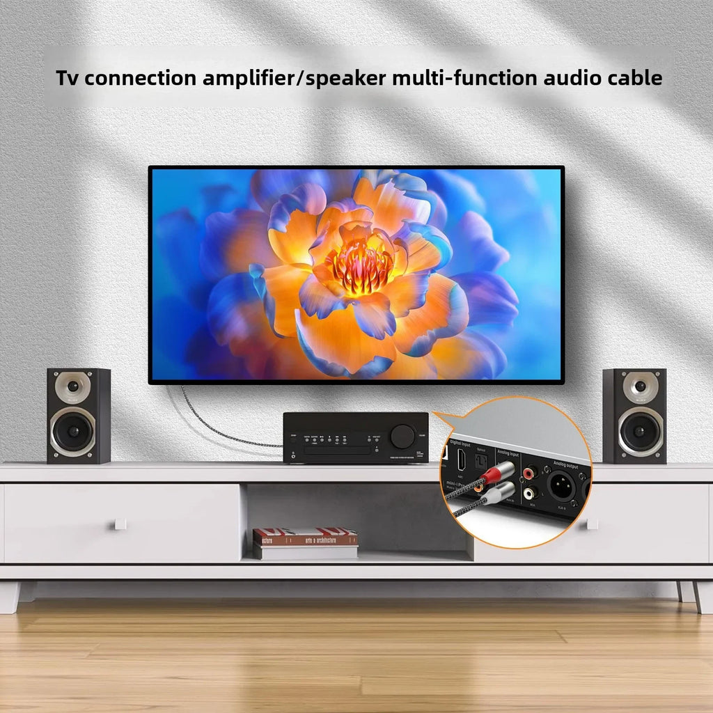 Double RCA audio cable, 2 pairs of RCA cables for computer, TV, amplifier, subwoofer, and speaker connection