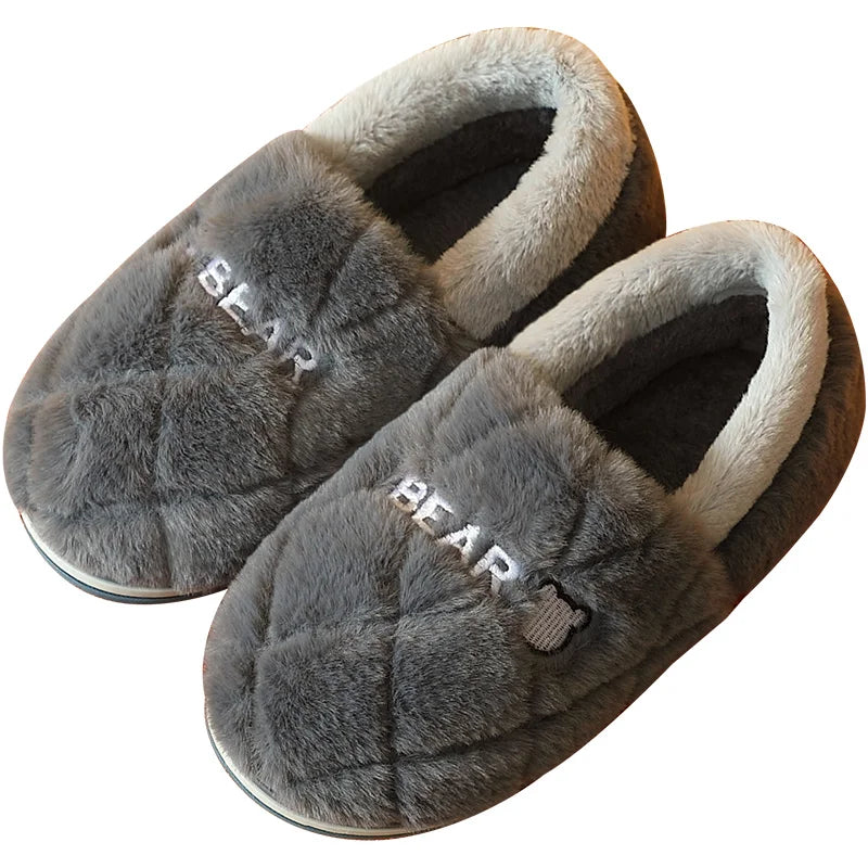 Big Size 48 49 Men Home Slippers Winter Warm Plush Slides Couples Indoor Flats Anti-slip Bedroom Shoes Women Autumn Furry Slides