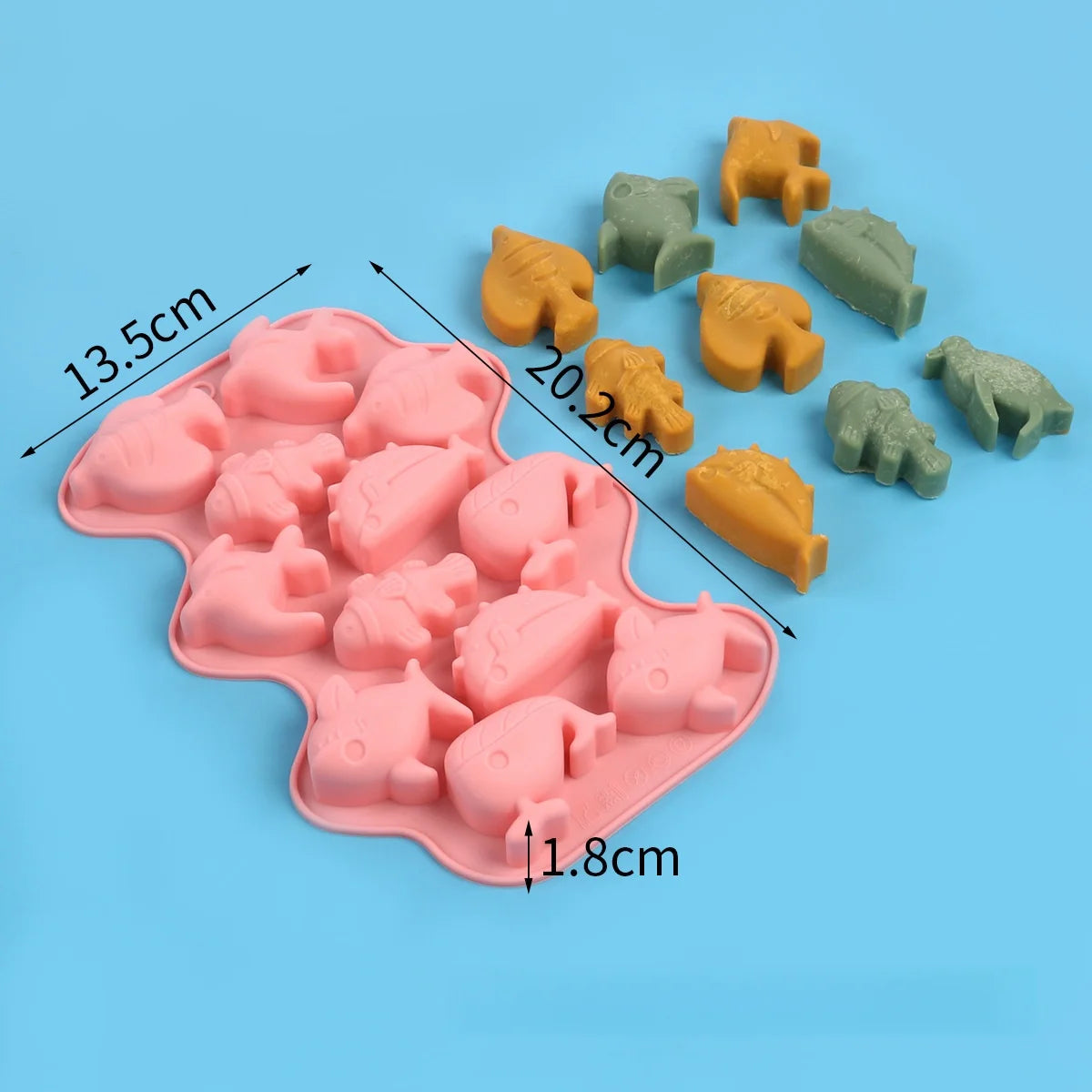 12 Hole Marine Fish Silicone Chocolate Mold Mix Animal Candy Biscuit Jelly Ice Cube Mould Cake Decor Soap Candle Baking Set Gift