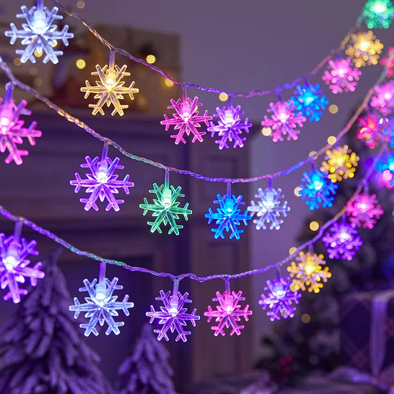 10m 80leds Stright Lights For Room Hanging Home Decoration Christmas Snowflake LED String Lights Indoor Festive Decoration