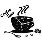 3D Acrylic DIY Wall Clock Mirror Wall Clocks Simple Home Digital Wall Sticker Decoration Mute Coffee Cup Wall Quartz Clock