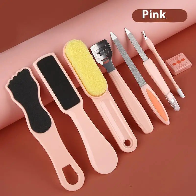 8pcs/Set Pedicure Kit Stainless Foot Care Tools Callus Remover Scraper Pedicure Rasp Tools Manicure Nails