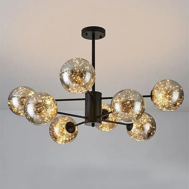 Modern Living Room Glass Ball Chandelier, Ceiling, Dining Room Led Light, Room Decoration, Indoor Lighting, Hanging Chandelier