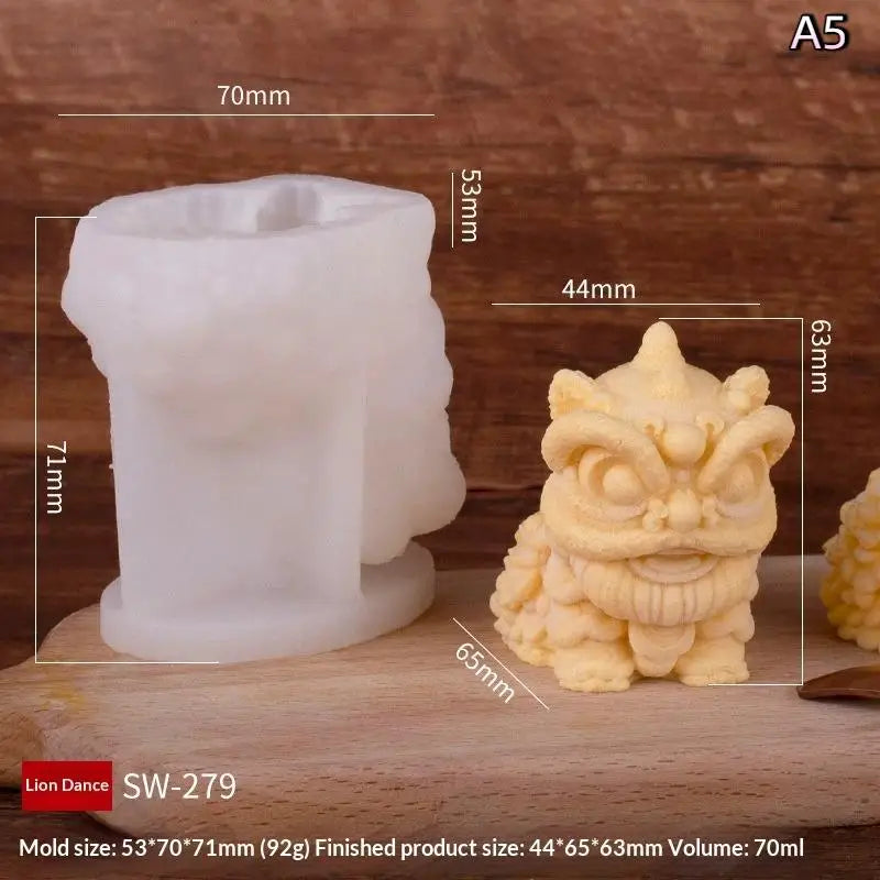 Milk Jelly Silicone Cake Mold 3D Pudding Lion Dance Pig Silicone Mould Home Baking Dessert Decoration Accessories