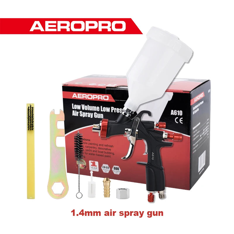 AEROPRO LVLP Spray Gun A610/R500 Home Professional Airbrush For Car Pneumatic Automotive Paint Gun Kit 1.3 1.4 1.5 1.7 2.0 2.5mm