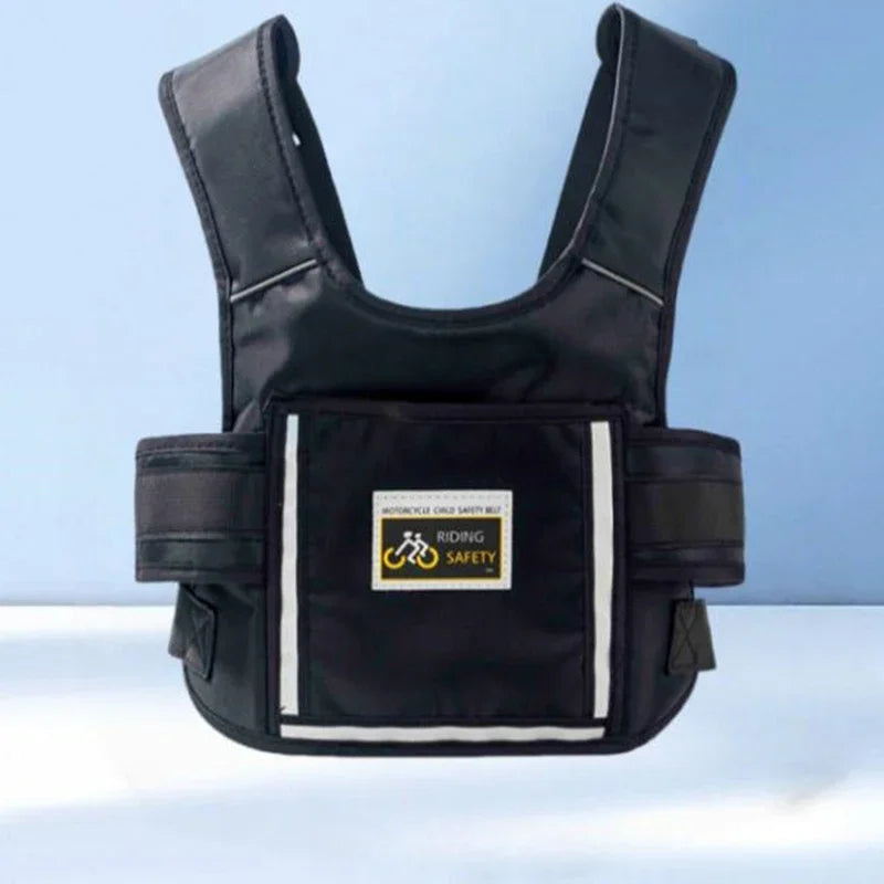 Universal Motorcycle Safety Belt For Kids With Storage Bag Rear Seat Grab Handle Strap Harness Adjustable Child Reflective Strip