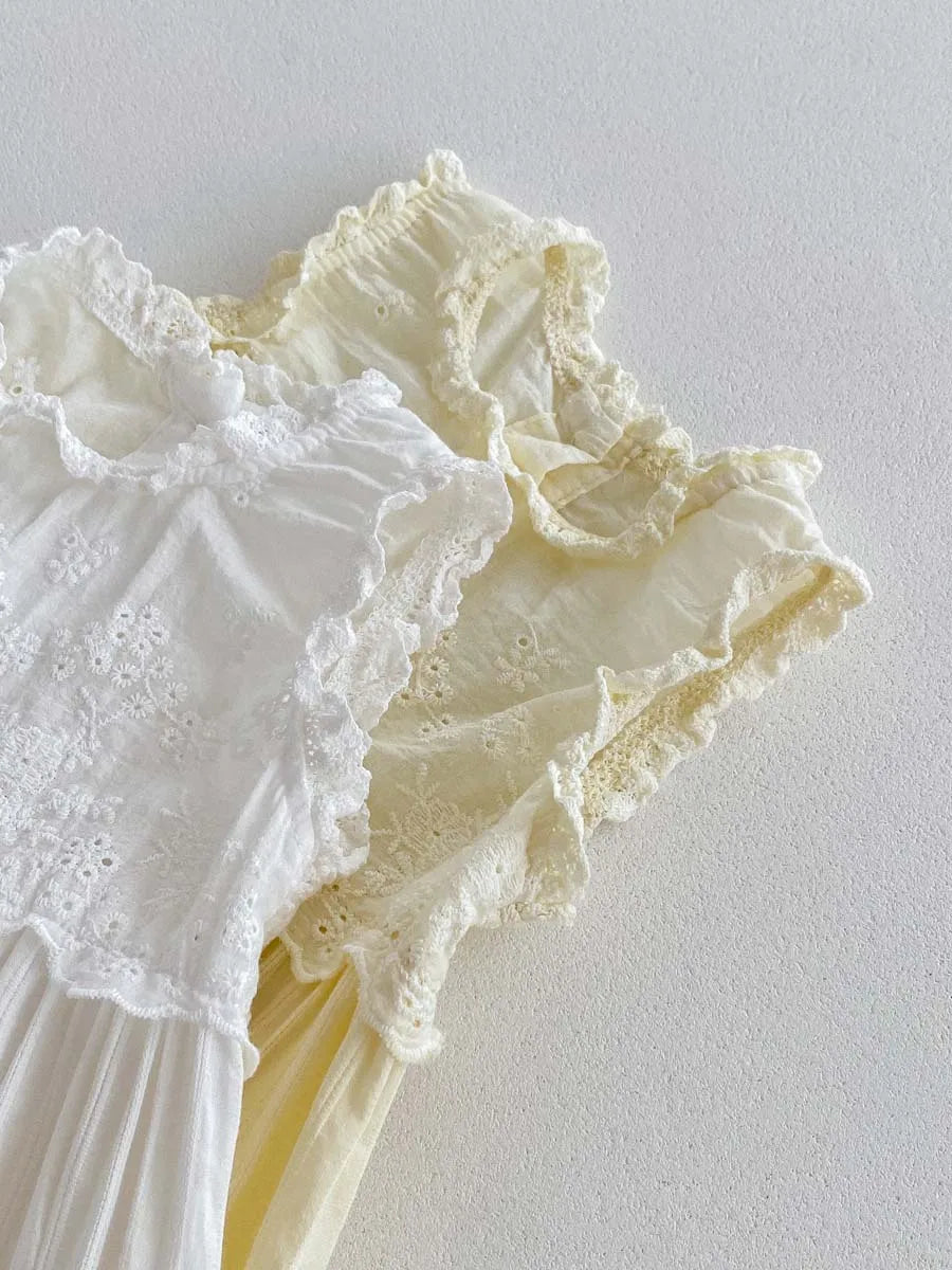 Korean Style Newborn Clothes Baby Girl Jumpsuit Hollowed Floral Sleeveless Infant Girl Bodysuit 0-24 Months