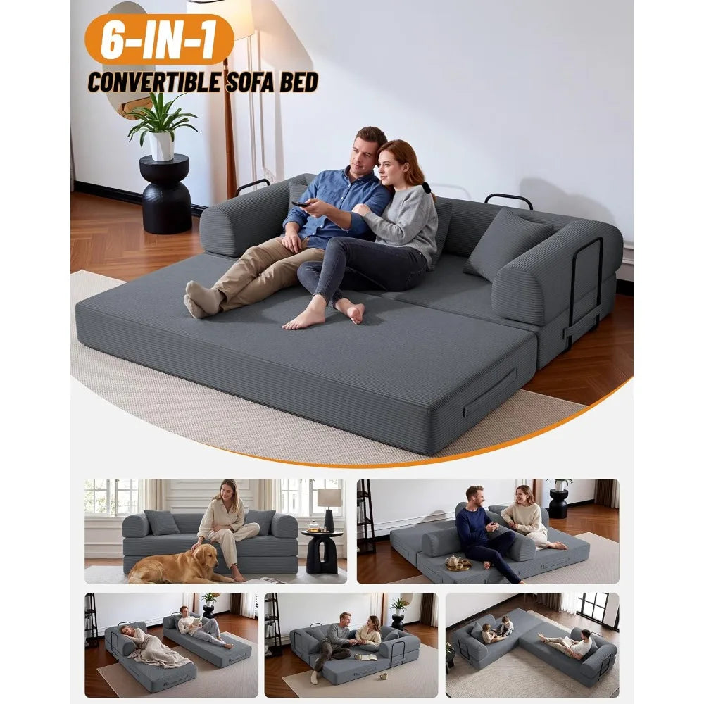 79" Boneless Convertible Futon Sleeper Sofa Bed for Living Room
