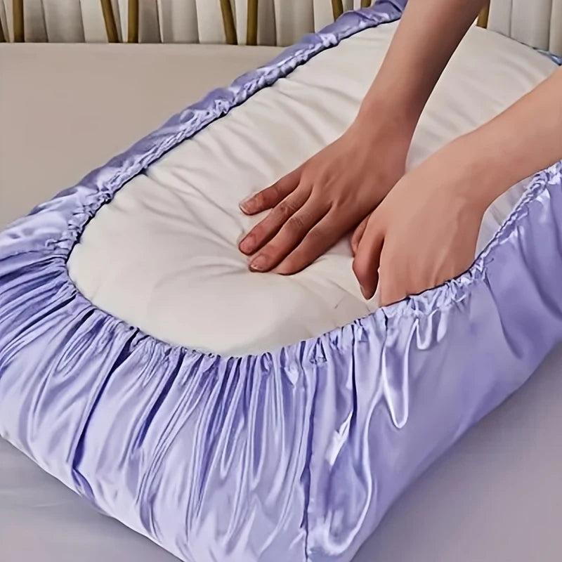 Satin Decorative Pillowcases for Hair Protection Elastic Band Cushion Covers Luxury Silky Fabric Travel Beddingroom Pillow Cover