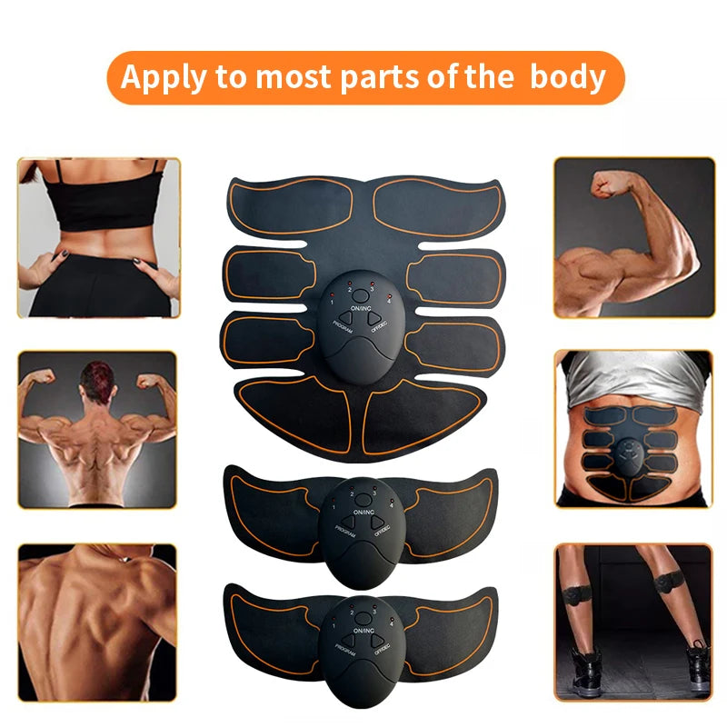 New EMS Muscle Stimulator Abdominal Arm Leg Neck Trainer Muscle Toner Body Training Slimming Massager Fitness Use With Battery