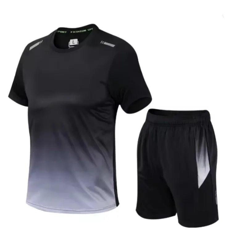 New 2025 Men's Outfit Summer Short Sleeve T Shirt Set Men Fashion 2 Piece Sportwear  Casual Shorts Sweatshirt Male Tracksuit