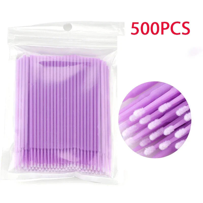 500/1000PCS  Eyelash Brushes Cotton Swab Micro Individual Eyelashes Microbrush Removing Cleaning Lash Extensions Accessori