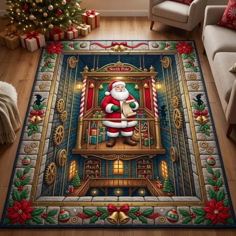 VIKAMA3D Santa Claus Rug Soft and Slip-resistant Living Room Sofa Mat Bedroom Game Room Rug Merry Christmas Home Decoration
