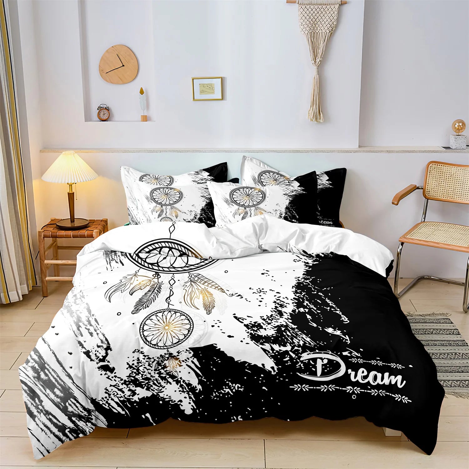 3pcs Dream Catcher Pattern Duvet Cover Set Soft Comfortable Bedding Set For Home Bedroom （1 Duvet Cover & 2 Pillowcases）