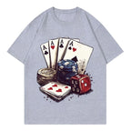 HOT SALE Fun Casino Poker Graphic Tee Men's Women's Clothing Fashion Y2k Short-sleeved Tee High Quality Cotton Summer Tee