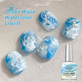BORN PRETTY 10ml  Ocean Wave Watercolor Liquid Gel Polish White Blossoming 3 Seconds Spread Stroke Wave Bubble Nail Art Design