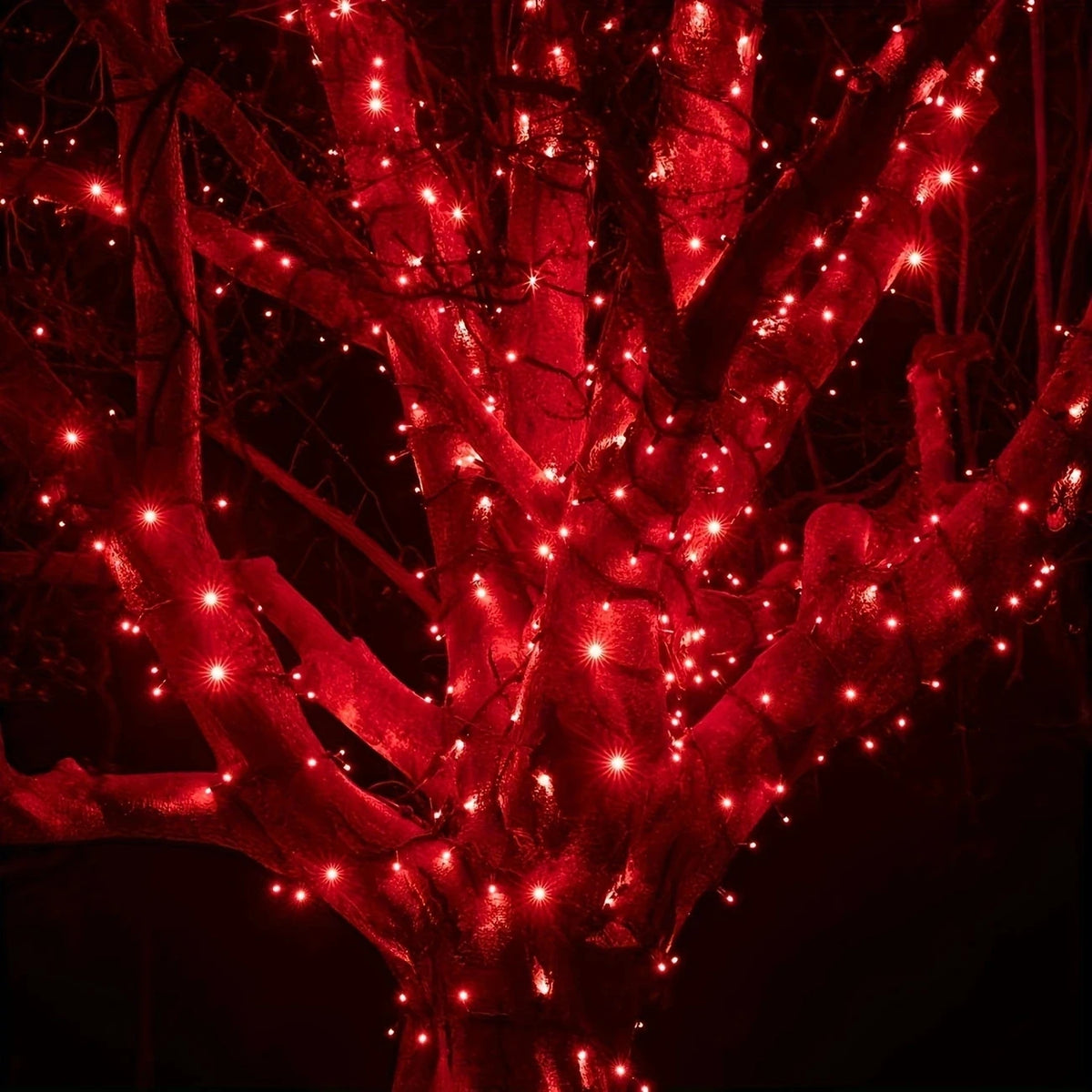 Solar Powered Christmas Lights 50-200 LED Outdoor Light Strings Festive Garden Courtyard Red Blinking Lights with Solar Panel