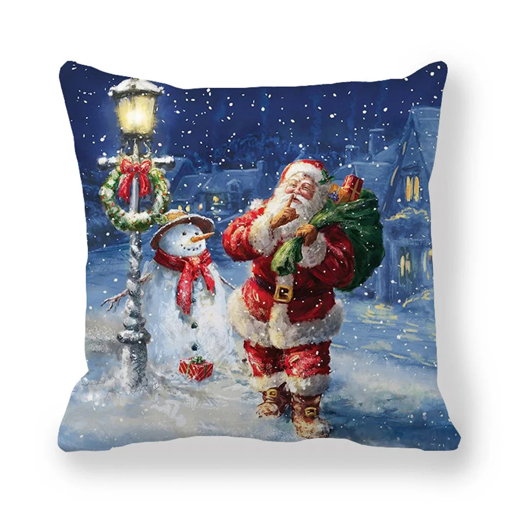 45CM Merry Christmas Cushion Cover Pillowcase 2023 Christmas Decorations for Home Ornament Happy New Year Christmas Decor 2022