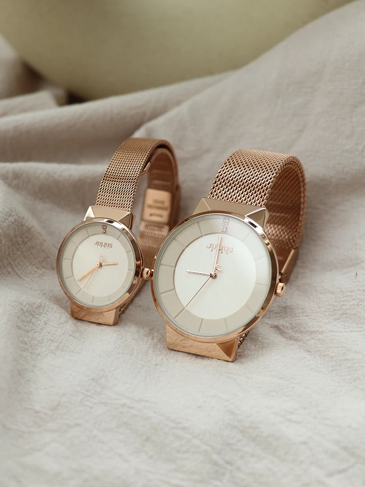 New Thin Julius Men's Watch Women's Watch Couple Lovers Clock Fashion Hours Stainless Steel Simple Boy Girl Birthday Gift Box