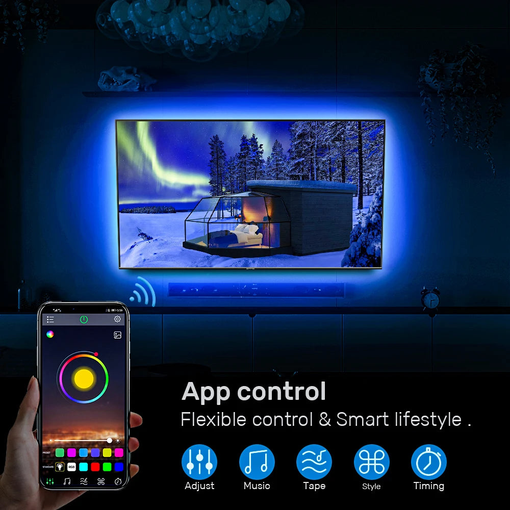LED Strip Lights,Bluetooth APP Control 5050 RGB Led Lights,5V USB LED Strip Colorful Led Tape For TV Backlight Room Decoration