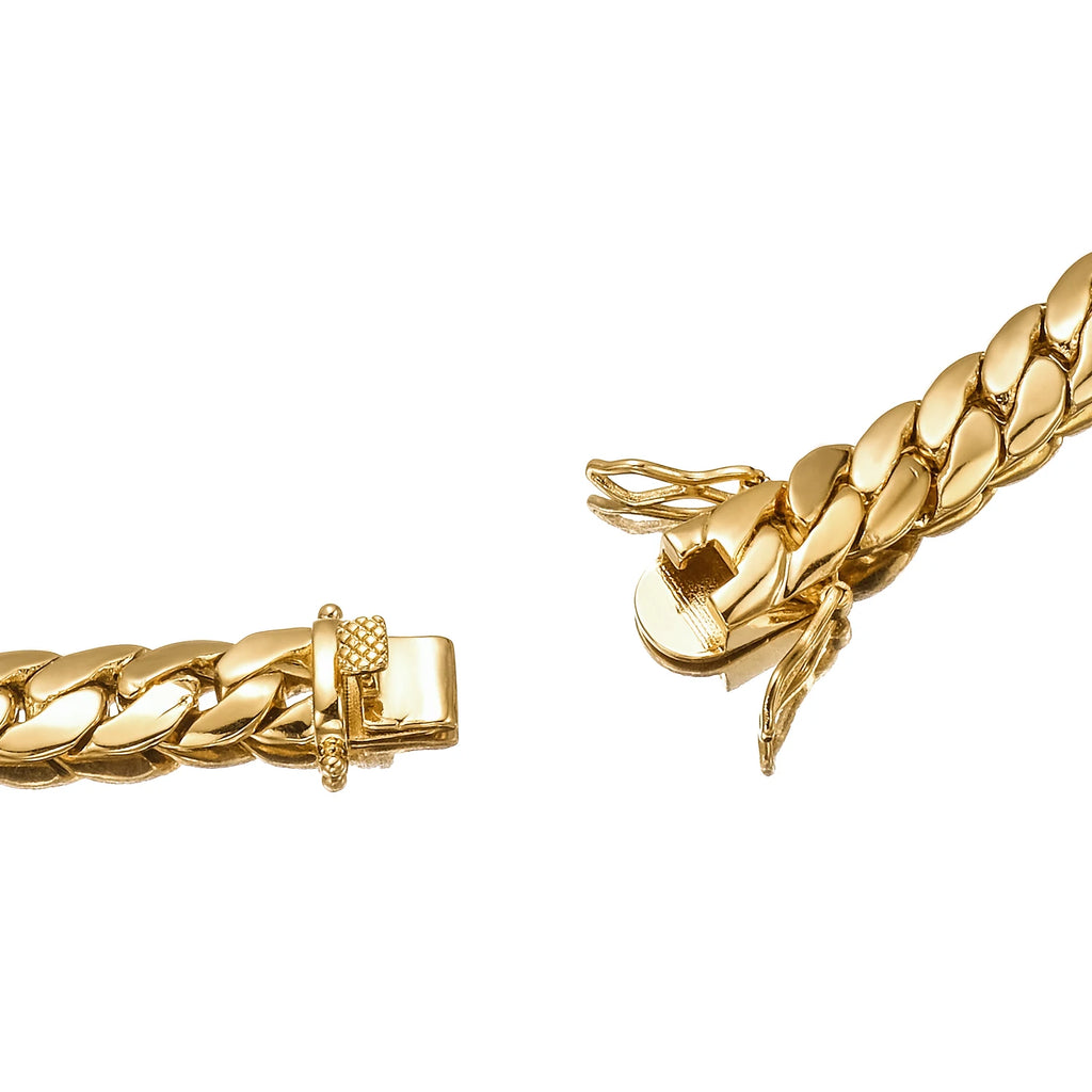 Hip Hop Bling Gold Color Cuban Link Chain Necklaces Tank Chain Men's Whip Chain Necklace Men Rapper Jewelry Drop Shipping