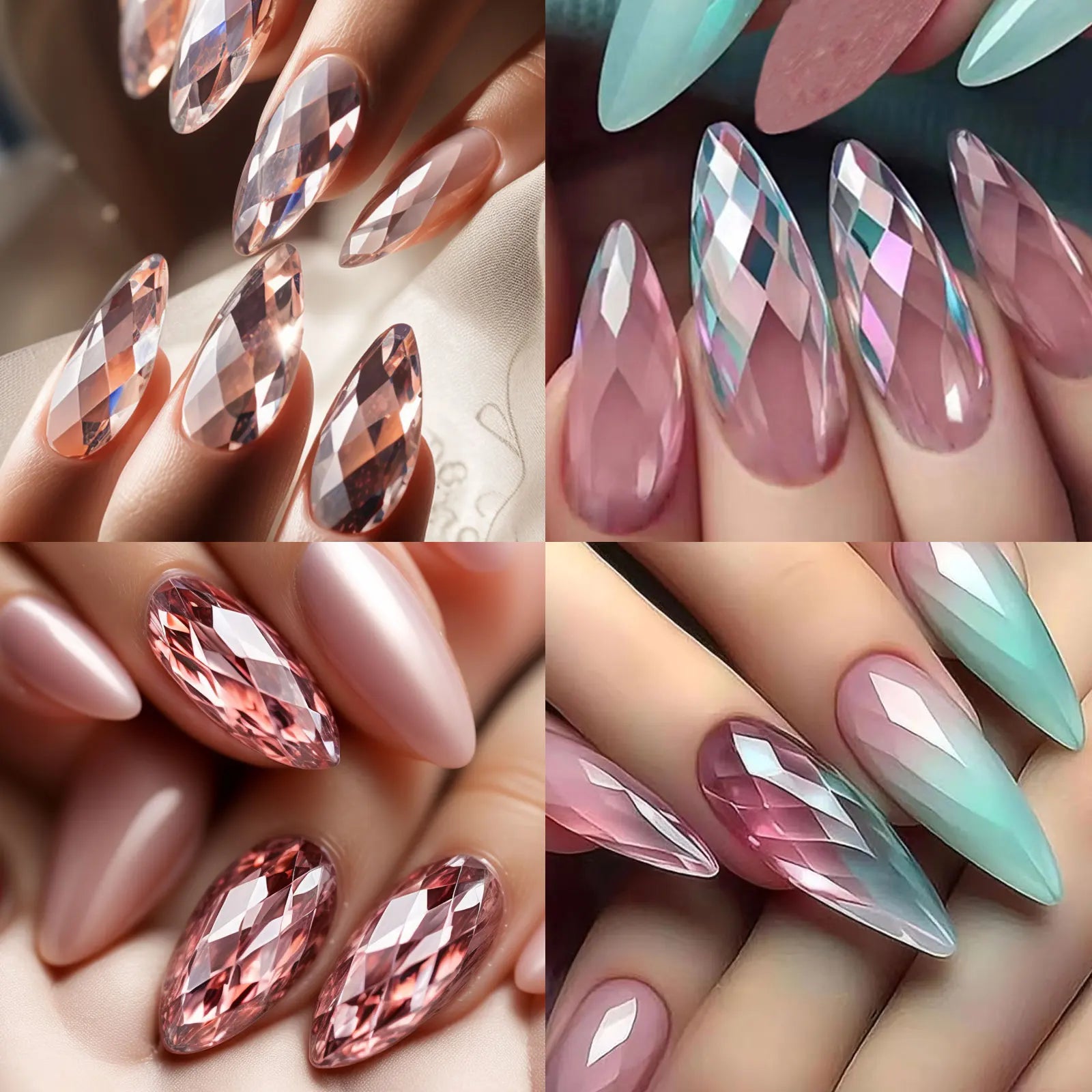 New 120/140pcs Square Almond Coffin Nail Extension Tips Natural Clear Full Cover Nails Dual Form 3D Diamond Soft Gel Nail Tips
