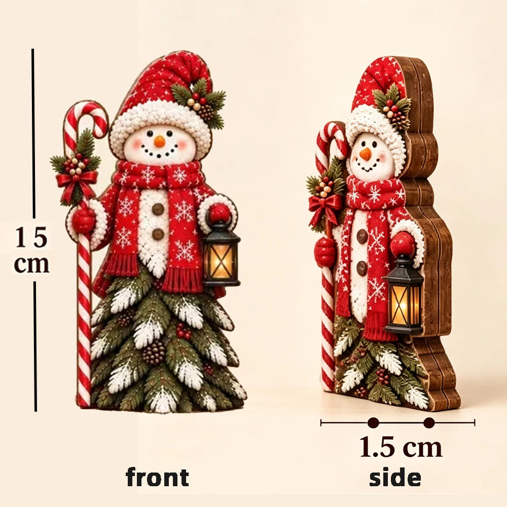 2026 Christmas Wooden Ornaments Holiday Desktop Decoration Snowman Santa Claus Witch Character Ornament Home Furnishings