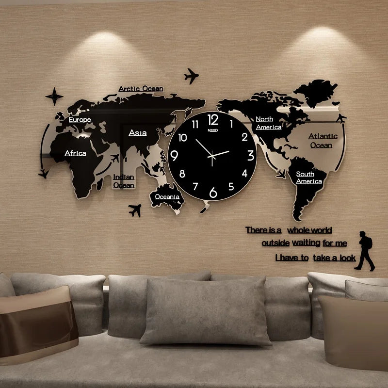 Unique Acrylic Wall Clock 3D DIY Large Wall Hanging Clock with Stickers for Office Home Living Room Wall Art Home Decorations