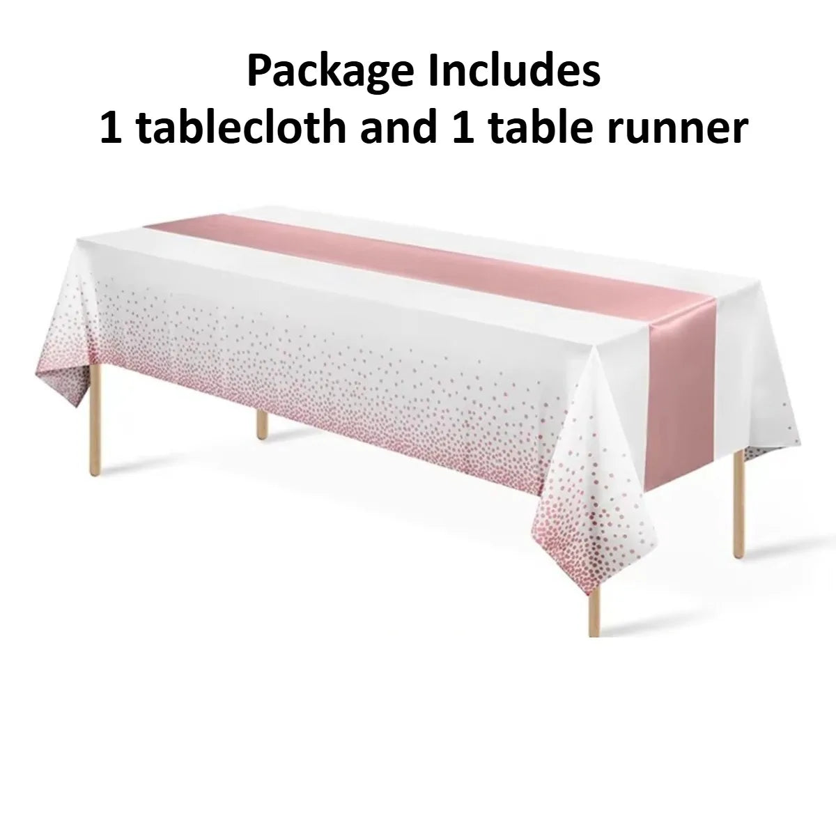 1set Disposable Plastic Tablecloths Satin Table Runner Set Dot Tablecloth Satin Table Runner For Party