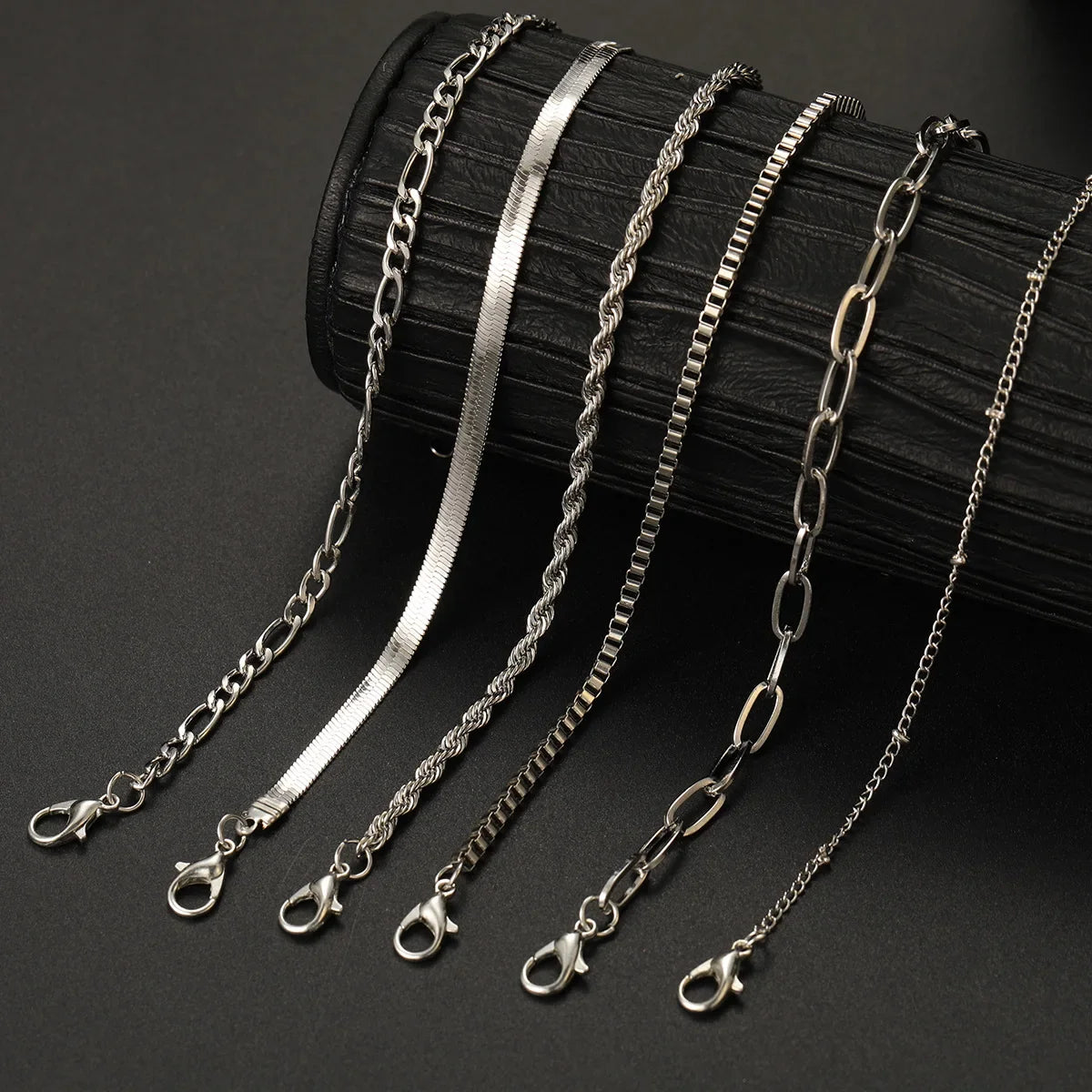 6Pcs Minimalist Gold Color Ankle Chain Bracelet Set for Women Men Bohemian Retro Thick Twist Cuban Bracelets Trendy Jewelry Gift
