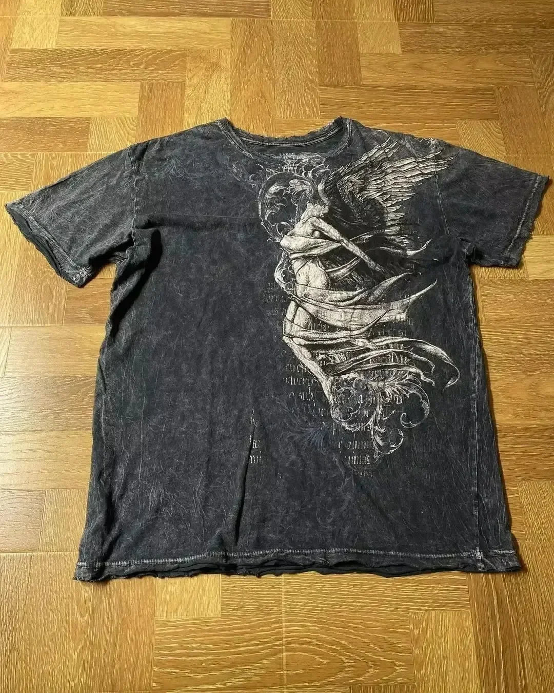 2000s affliction T-shirt Vintage Clothing Punk Hip Hop Graphic Print Oversized T shirt Men Round Neck Cotton Short Sleeve Tops