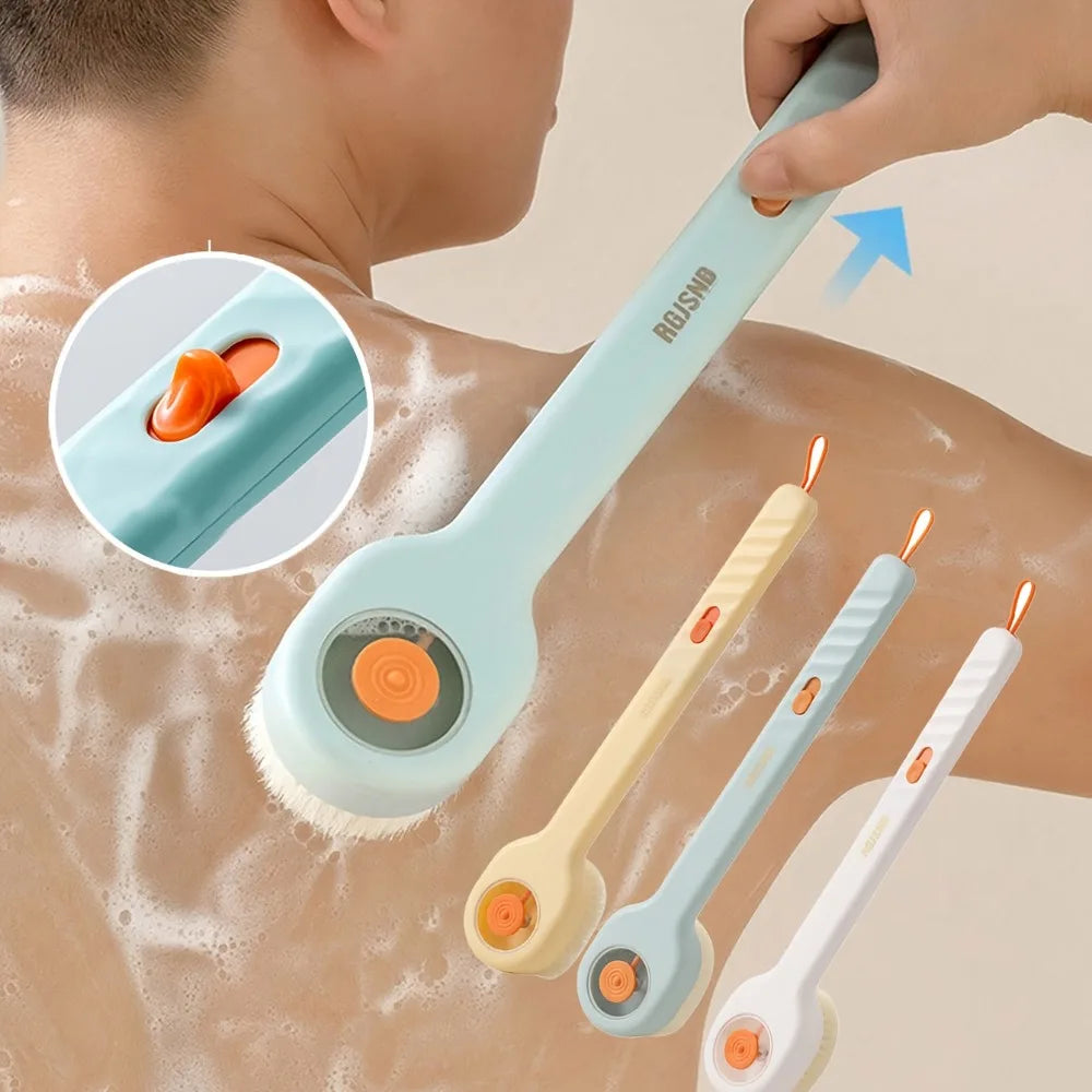 1pc Liquid Filled Soft Long Handle Hair Bath Brush, with A Back Rubbing Tool and A Long Handle for Showering Bath Accessories