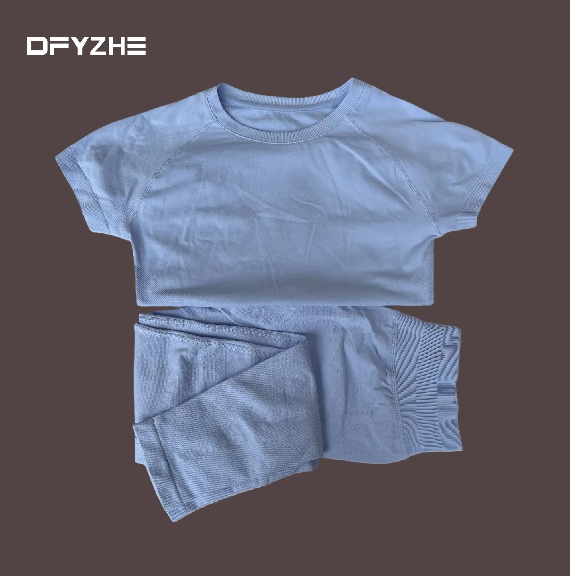 summer new T-shirt long pants two-piece set round neck short sleeved tight pants, yoga fitness tight pants, running sports set