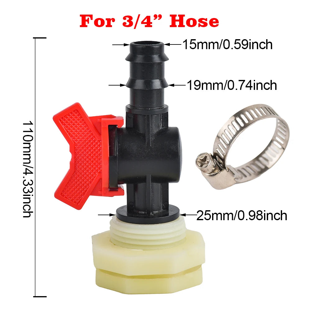 3/4 Inch Rain Barrel Bulkhead Fitting Kit PVC Rain Barrel Valve with Hose AdapterRain Barrel Kit for Aquariums Water Tanks Pools