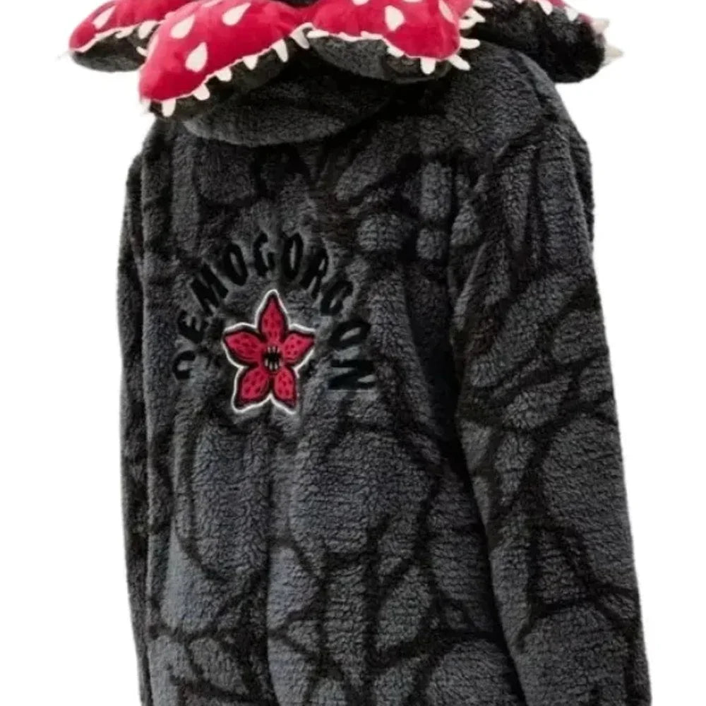 Adult Kids Demogorgon Cosplay Pajamas Onesie Fall Winter Thicken Cannibal Flower Costume Flannel Fabric Pajamas Halloween Suit
