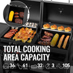 2-Burner Gas and Charcoal Combo Grill with Offset Smoker & Side Burner, 34,000 BTU Dual Fuel Grill, 1020 Sq. In., Customized