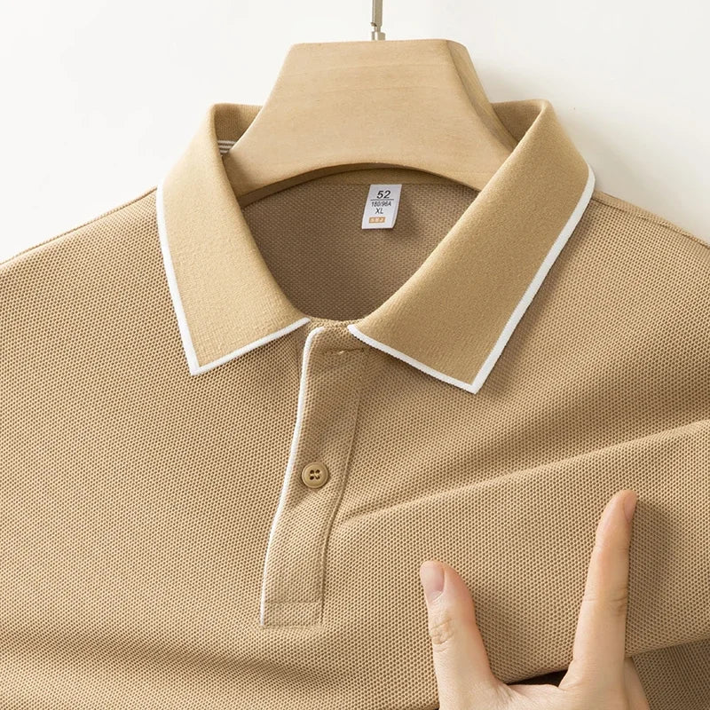 2026 New Men's Business Casual Short Sleeved Shirt Solid Color Polo Shirt Fashionable Breathable Comfortable Versatile Top