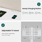 51.2" LED TV Stand with Mount for 45-70 Inch TVs, Power Outlets, Storage & Smart Lights