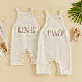 Citgeett Summer Toddler Baby Boys Girls Suspender Pants Embroidery Letters Knit Pants Birthday Romper Clothes