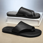 Flip-flops men's summer non-slip leisure indoor open-toed slippers soft bottom light black sandals flip-flops plus size sandals