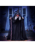 72" Animatronics Witch Outdoor Halloween Decorations with Cane Life Size Animated Ghost Haunted House Prop Décor with Creepy Sound and Light-up Eyes, Party Supplies