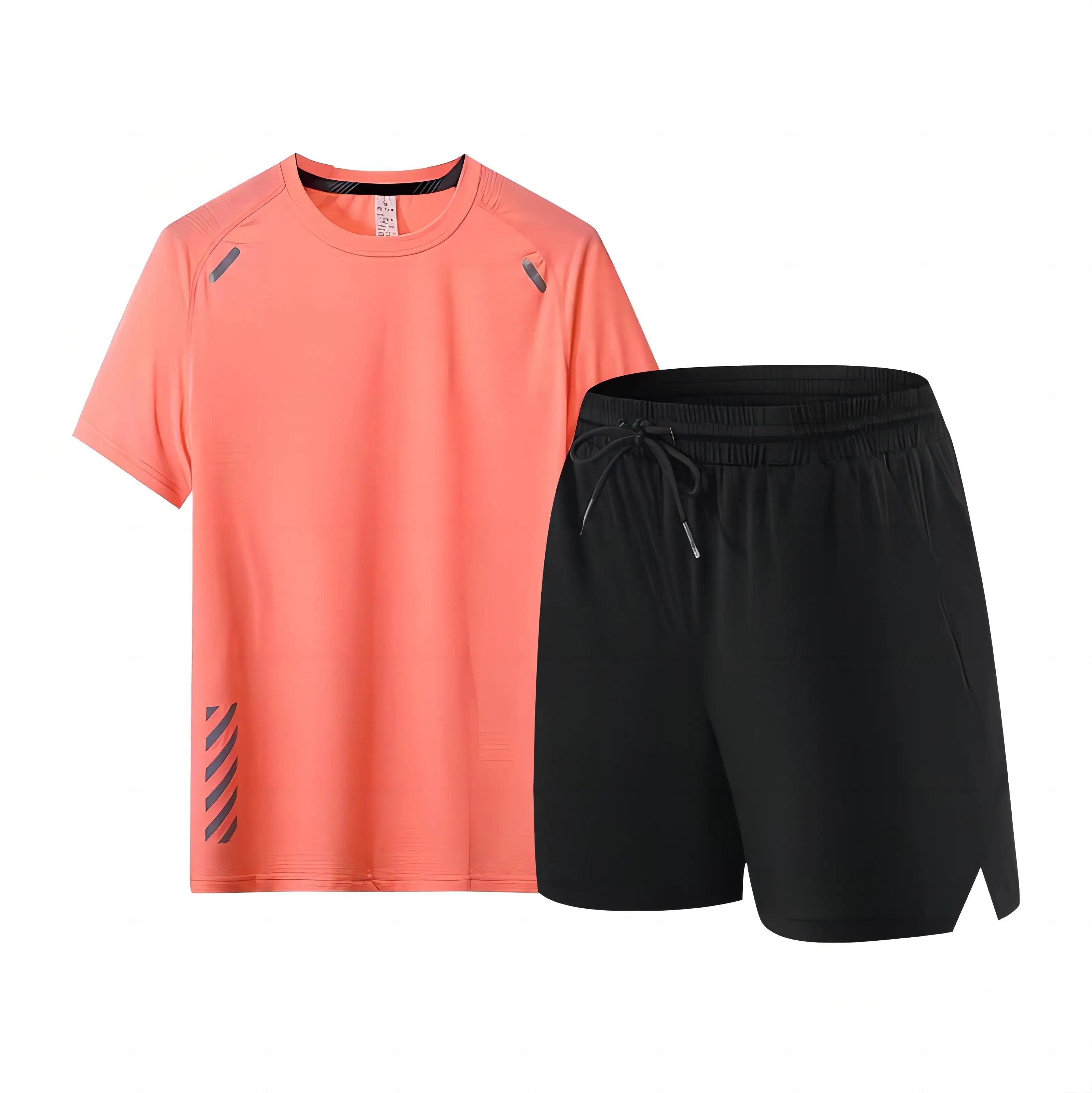 Summer Men's Sportswear Short Sleeve T-shirt Custom Printed LOGO Top Shorts Two-piece Round Neck Fitness Gym Running Suit Men