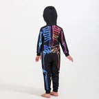 Halloween Scary Skeleton Costume for Adult Kids Family Horror Skull Jumpsuit Carnival Party Hooded Halloween Parent-Child Pajama