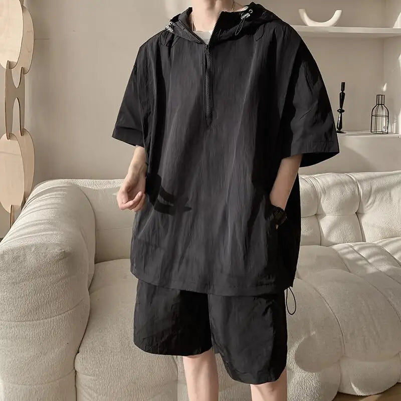 Men's Summer 2-Piece Outfit Breathable T-Shirt And Quick-Dry Shorts Set Casual Streetwear Trendy Gym And Beach Wear M-8XL 7XL