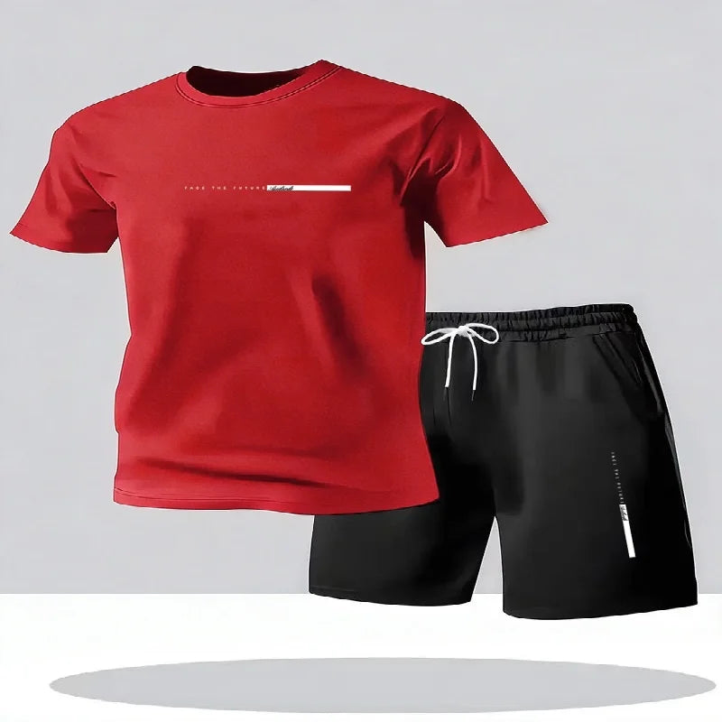 Men's sportswear 2-piece set short sleeved 3D shirt shorts set men's running suit T-shirt men's summer T-shirt