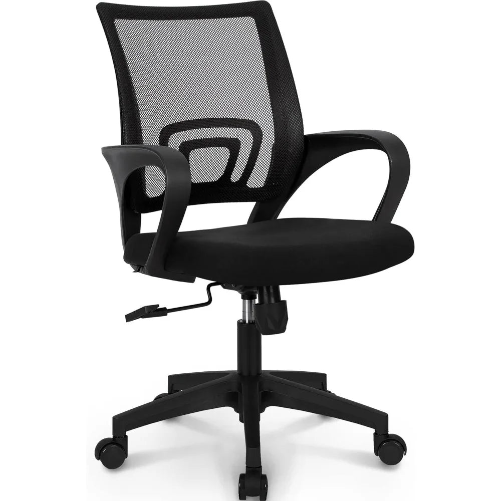 Black Mesh Gaming Office Chair Mid Back Lumbar Support Adjustable Height Swivel For Home Computer Desk Task