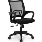 Black Mesh Gaming Office Chair Mid Back Lumbar Support Adjustable Height Swivel For Home Computer Desk Task