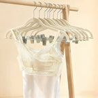 5/10 Pieces of Plastic Velvet-Coated Clothes Hangers, with Movable Strong Clips, Non-Slip and Anti-Fall, Suitable for Hanging Pants, Skirts, Bras, and Camisoles