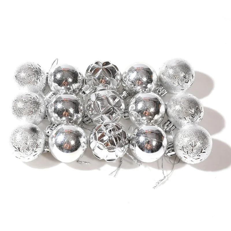 15PCS Christmas Ball 6 Color Styles Xmas Tree Decor Noel Restaurant Window Display Merry 2025 Christmas Decor For Home Kid Favor